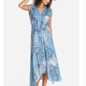 Johnny Was Asymmetrical Hem Bandana Print Maxi Dress Size XL